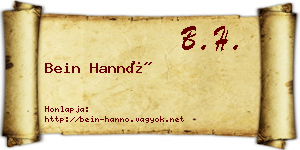 Bein Hannó névjegykártya